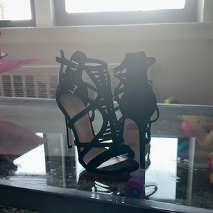 Aldo strappy suede heels with back zipper - size 8